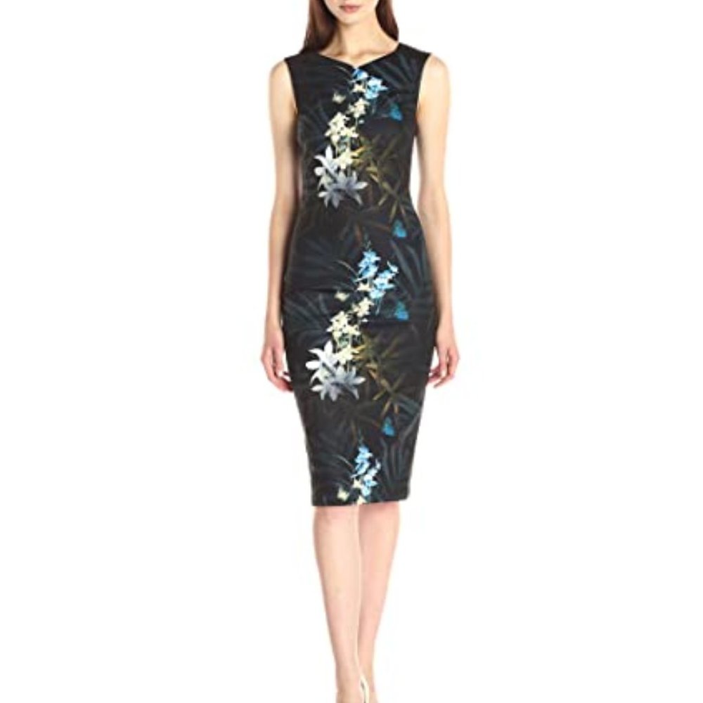 Ted Baker Twilight Floral Fitted Midi Dress NWT